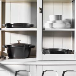 STAUB Cast Iron Set 4-pc Stackable Space-Saving Cookware Set Dutch Oven with Universal Lid Made in France Matte Black