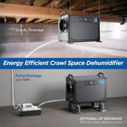 Elexnux 120 -Pint Large Room Dehumidifier For Basements , Bathrooms , Crawlspaces with Built-In Pump Gray