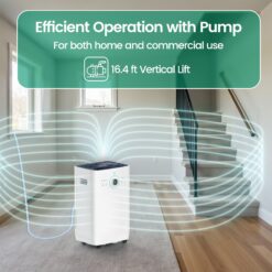 Elexnux 125 -Pint Large Room Dehumidifier For Basements , Bathrooms , Crawlspaces with Built-In Pump White