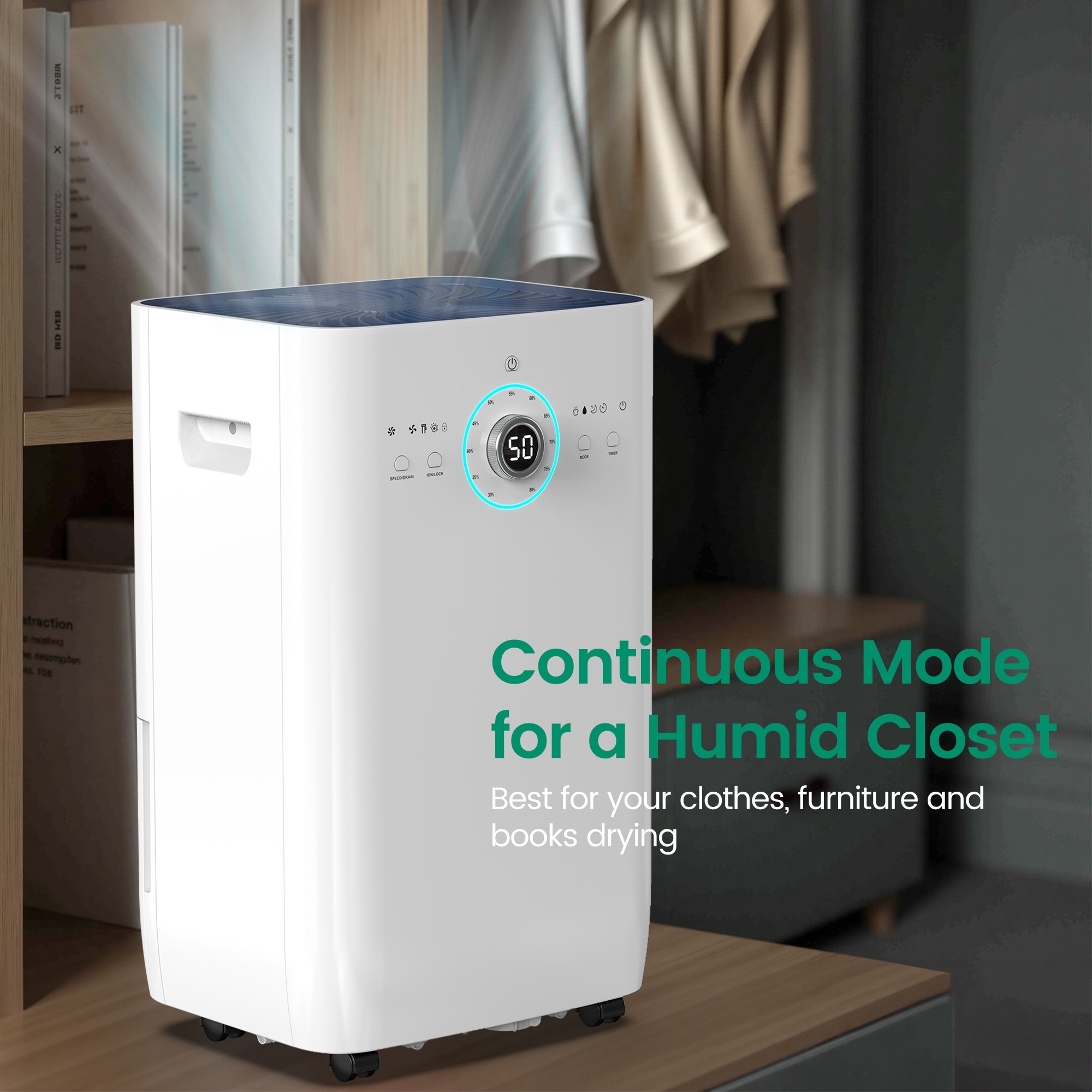 Elexnux 125 -Pint Large Room Dehumidifier For Basements , Bathrooms , Crawlspaces with Built-In Pump White