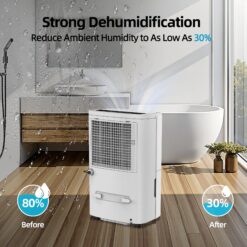 Elexnux 150 -Pint Large Room Dehumidifier For Basements , Bathrooms , Crawlspaces with Built-In Pump White