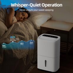 Elexnux 150 -Pint Large Room Dehumidifier For Basements , Bathrooms , Crawlspaces with Built-In Pump White