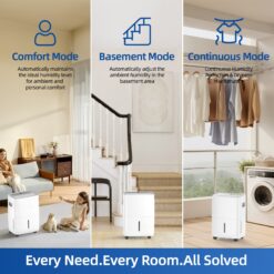 Elexnux 35 -Pint Large Room Dehumidifier For Basements , Bathrooms , Crawlspaces White