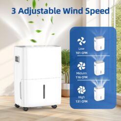 Elexnux 35 -Pint Large Room Dehumidifier For Basements , Bathrooms , Crawlspaces White