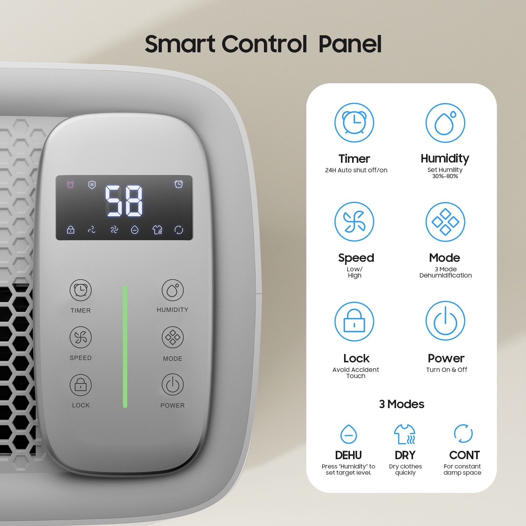 Elexnux 120 -Pint Large Room Dehumidifier For Basements , Bathrooms , Crawlspaces White