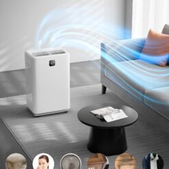 Elexnux 150 -Pint Large Room Dehumidifier For Basements , Bathrooms , Crawlspaces with Built-In Pump White
