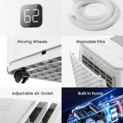 Elexnux 150 -Pint Large Room Dehumidifier For Basements , Bathrooms , Crawlspaces with Built-In Pump White