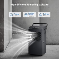 Elexnux 190 -Pint Large Room Dehumidifier For Basements , Bathrooms , Crawlspaces with Built-In Pump Black