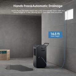 Elexnux 190 -Pint Large Room Dehumidifier For Basements , Bathrooms , Crawlspaces with Built-In Pump Black