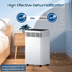Elexnux 130 -Pint Large Room Dehumidifier For Basements , Bathrooms , Crawlspaces with Built-In Pump White