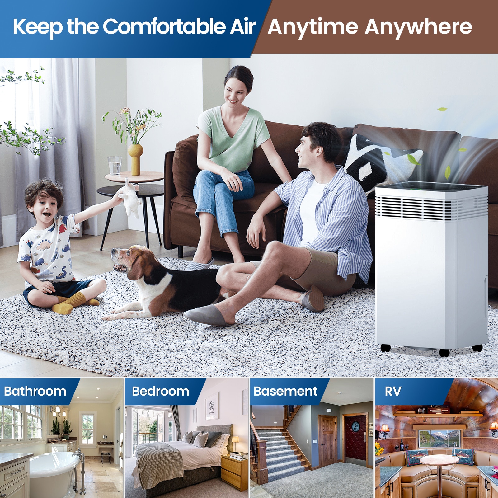 Elexnux 130 -Pint Large Room Dehumidifier For Basements , Bathrooms , Crawlspaces with Built-In Pump White