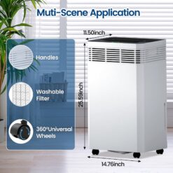 Elexnux 130 -Pint Large Room Dehumidifier For Basements , Bathrooms , Crawlspaces with Built-In Pump White