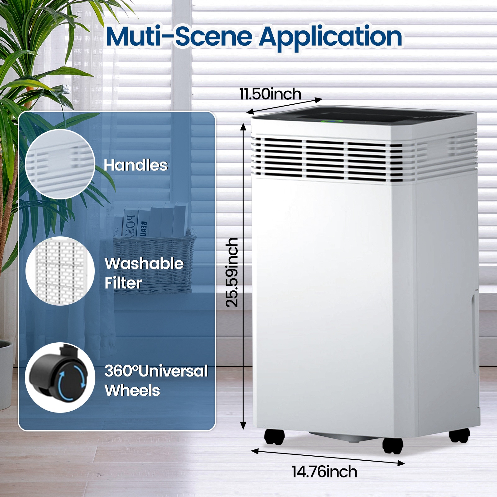 Elexnux 130 -Pint Large Room Dehumidifier For Basements , Bathrooms , Crawlspaces with Built-In Pump White