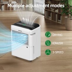 Elexnux 50 -Pint Large Room Dehumidifier For Basements , Bathrooms , Crawlspaces White