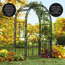 Evergreen 4.43-ft W x 7-ft H Arched Bronze Steel Garden Arbor