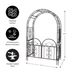Evergreen 4.43-ft W x 7-ft H Arched Bronze Steel Garden Arbor