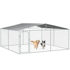 PawHut Outdoor Dog Kennel 15x15x7.5 FT Galvanized Steel​