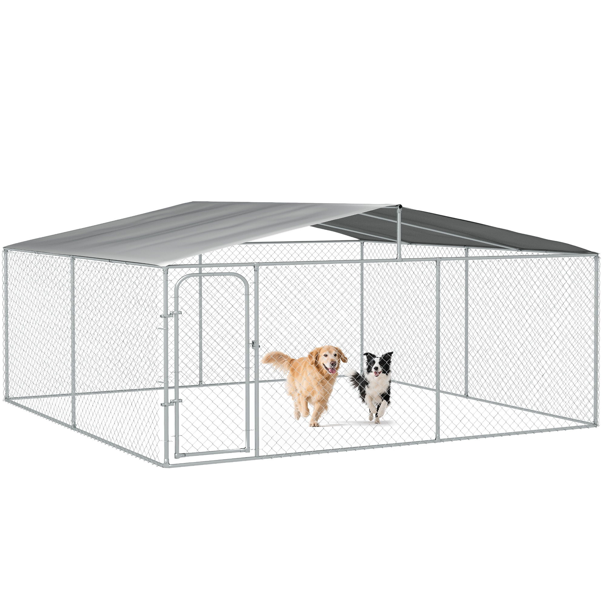 PawHut Outdoor Dog Kennel 15x15x7.5 FT Galvanized Steel​