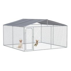 PawHut Outdoor Dog Kennel 13x13x7.5 Galvanized Steel&ZeroWidthSpace;