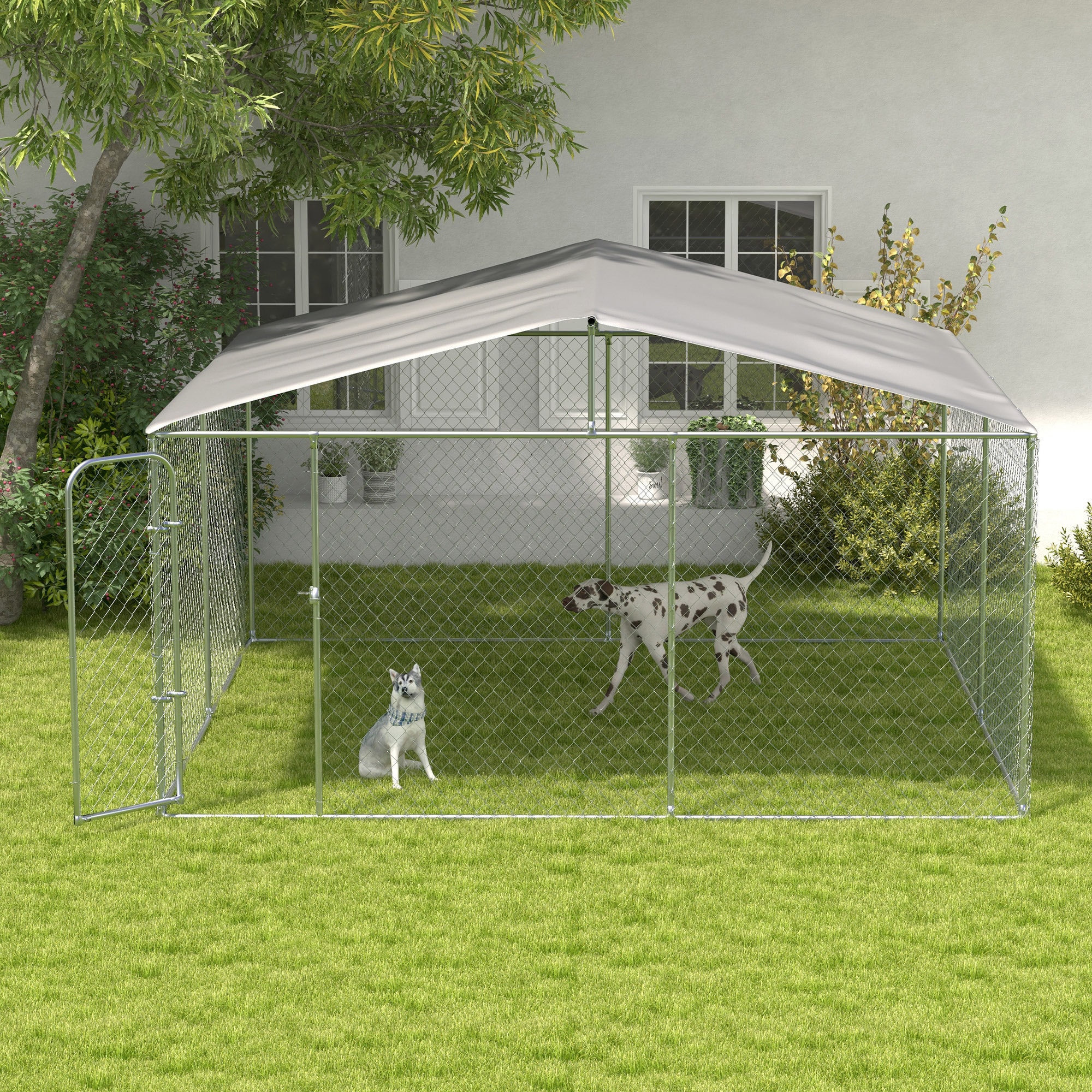 PawHut Outdoor Dog Kennel 13x13x7.5 Galvanized Steel​