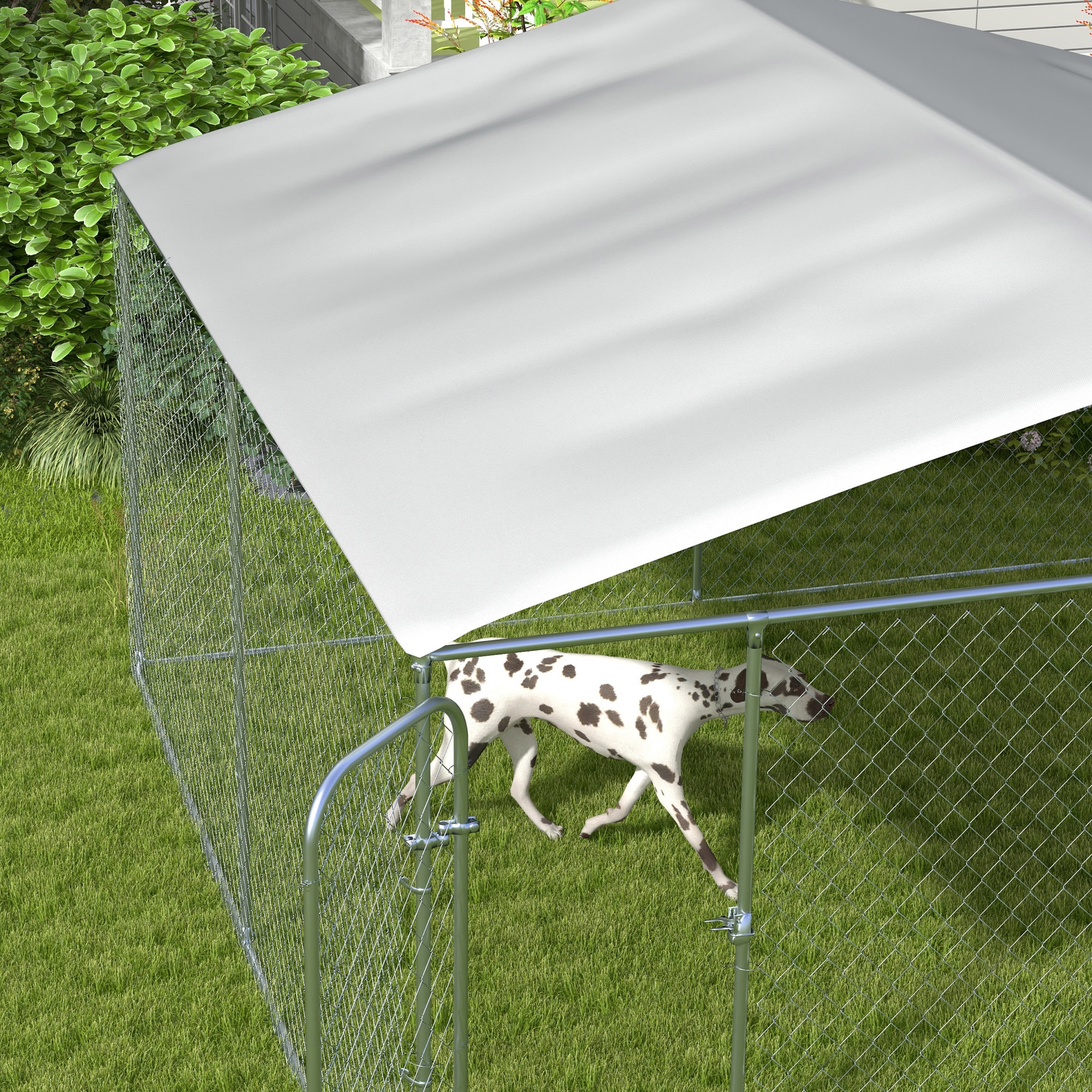 PawHut Outdoor Dog Kennel 13x13x7.5 Galvanized Steel​