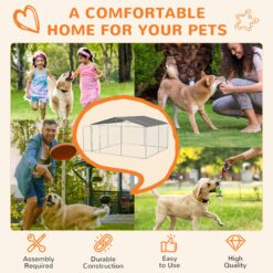 PawHut Outdoor Dog Kennel 13x13x7.5 Galvanized Steel​