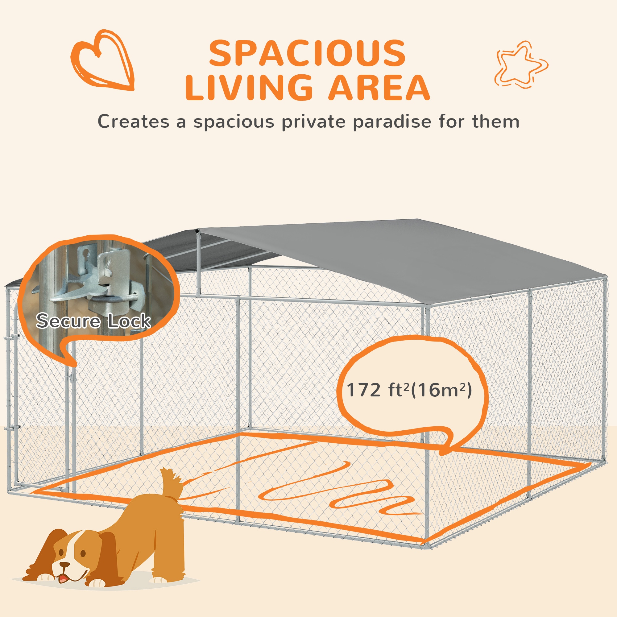 PawHut Outdoor Dog Kennel 13x13x7.5 Galvanized Steel​