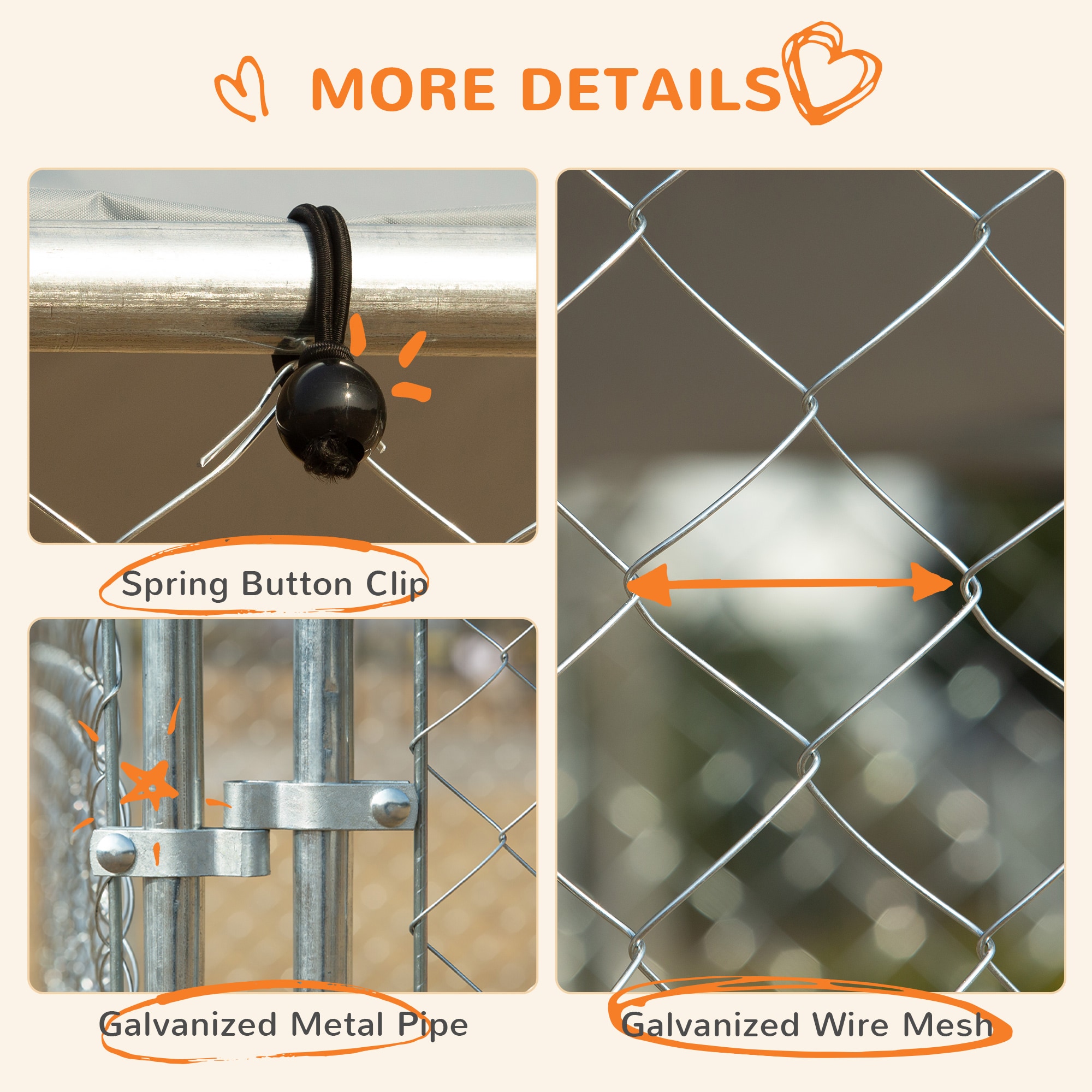 PawHut Outdoor Dog Kennel 13x13x7.5 Galvanized Steel​