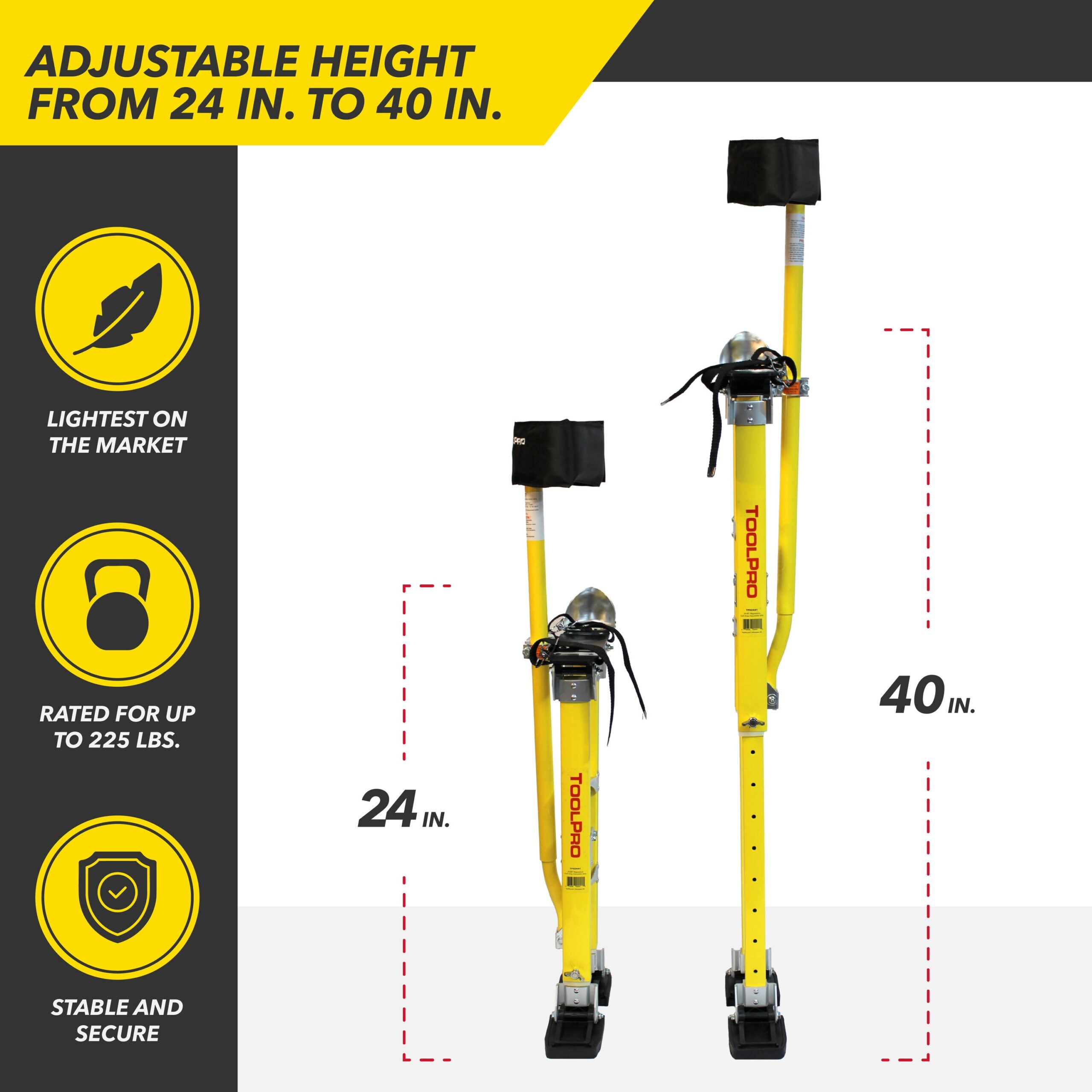 ToolPro 24-in to 40-in Magnesium Drywall stilts
