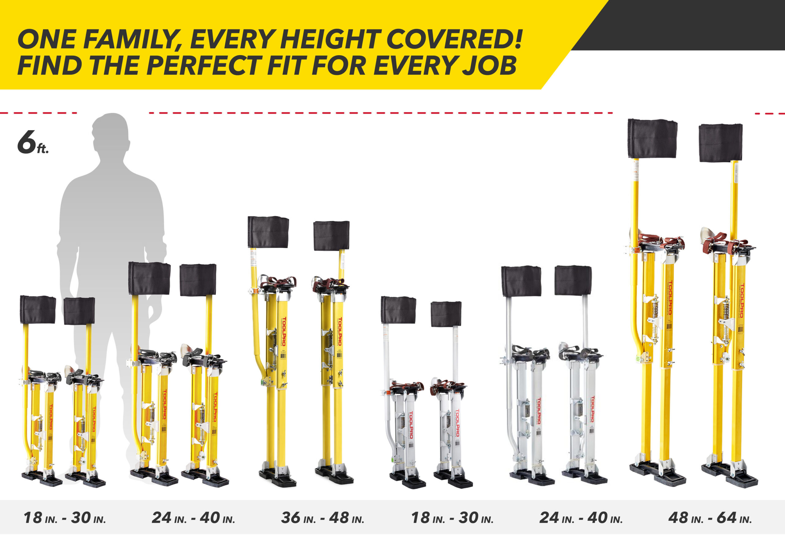 ToolPro 24-in to 40-in Magnesium Drywall stilts