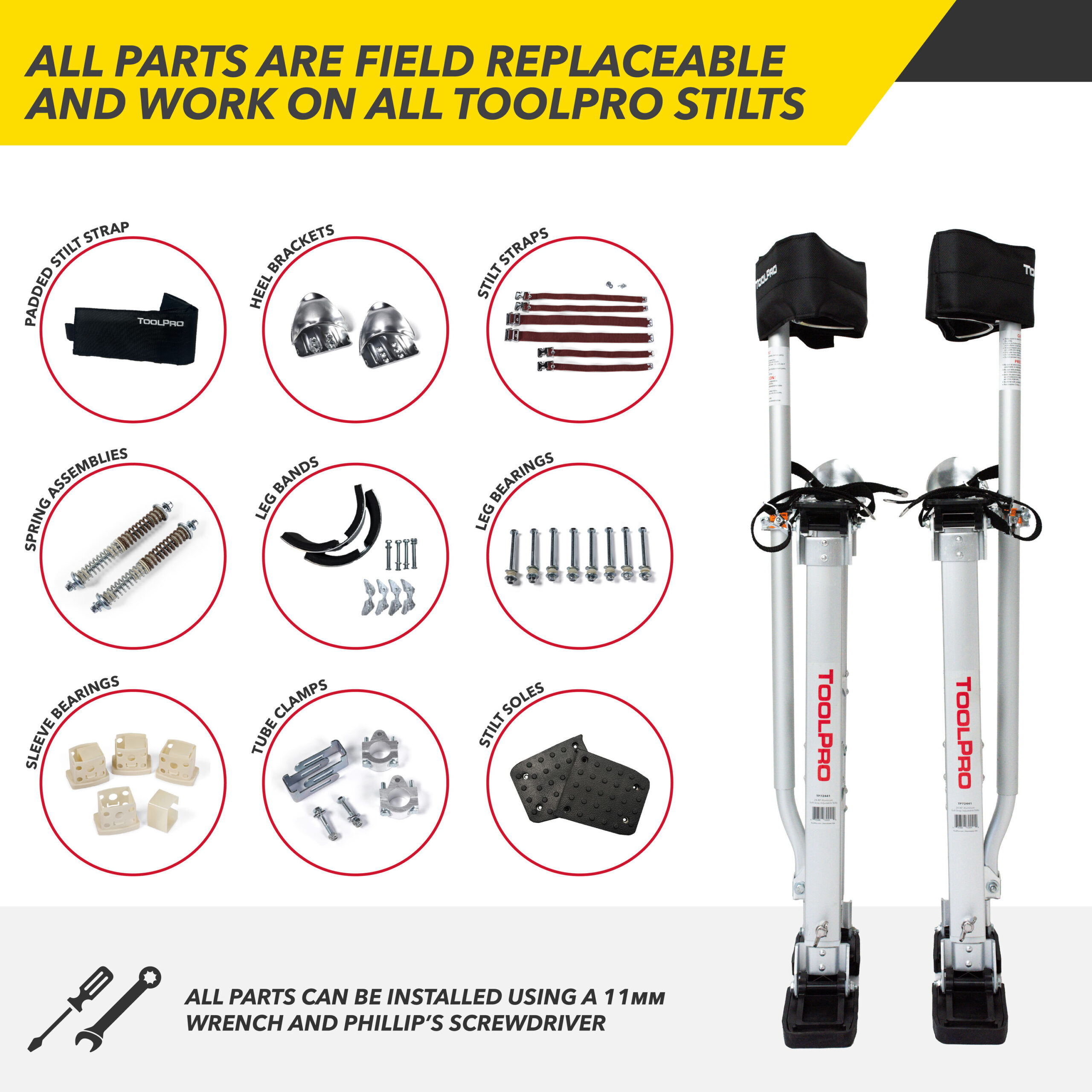 ToolPro 24-Inches to 40-Inches Aluminum Drywall stilts
