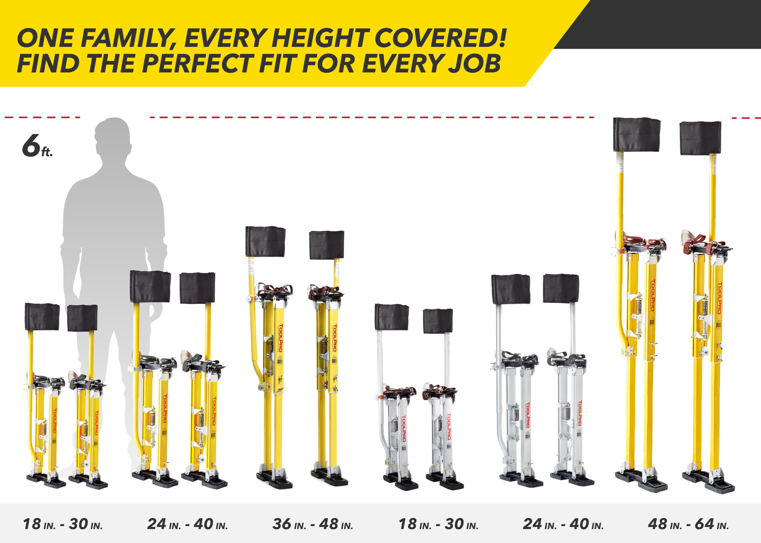 ToolPro 24-Inches to 40-Inches Aluminum Drywall stilts