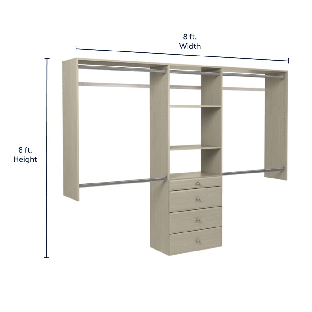 Easy Track Reach-in Tower system Weathered Grey Solid Shelving Wood Closet System