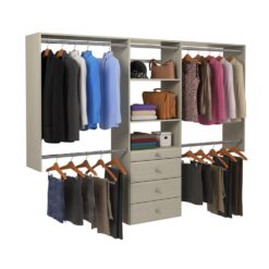 Easy Track Reach-in Tower system Weathered Grey Solid Shelving Wood Closet System