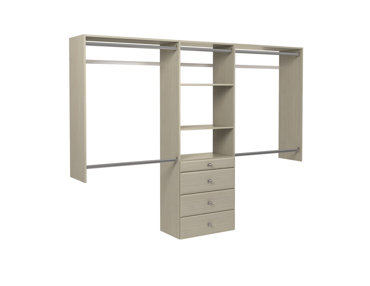 Easy Track Reach-in Tower system Weathered Grey Solid Shelving Wood Closet System