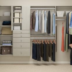Easy Track Reach-in Tower system Weathered Grey Solid Shelving Wood Closet System