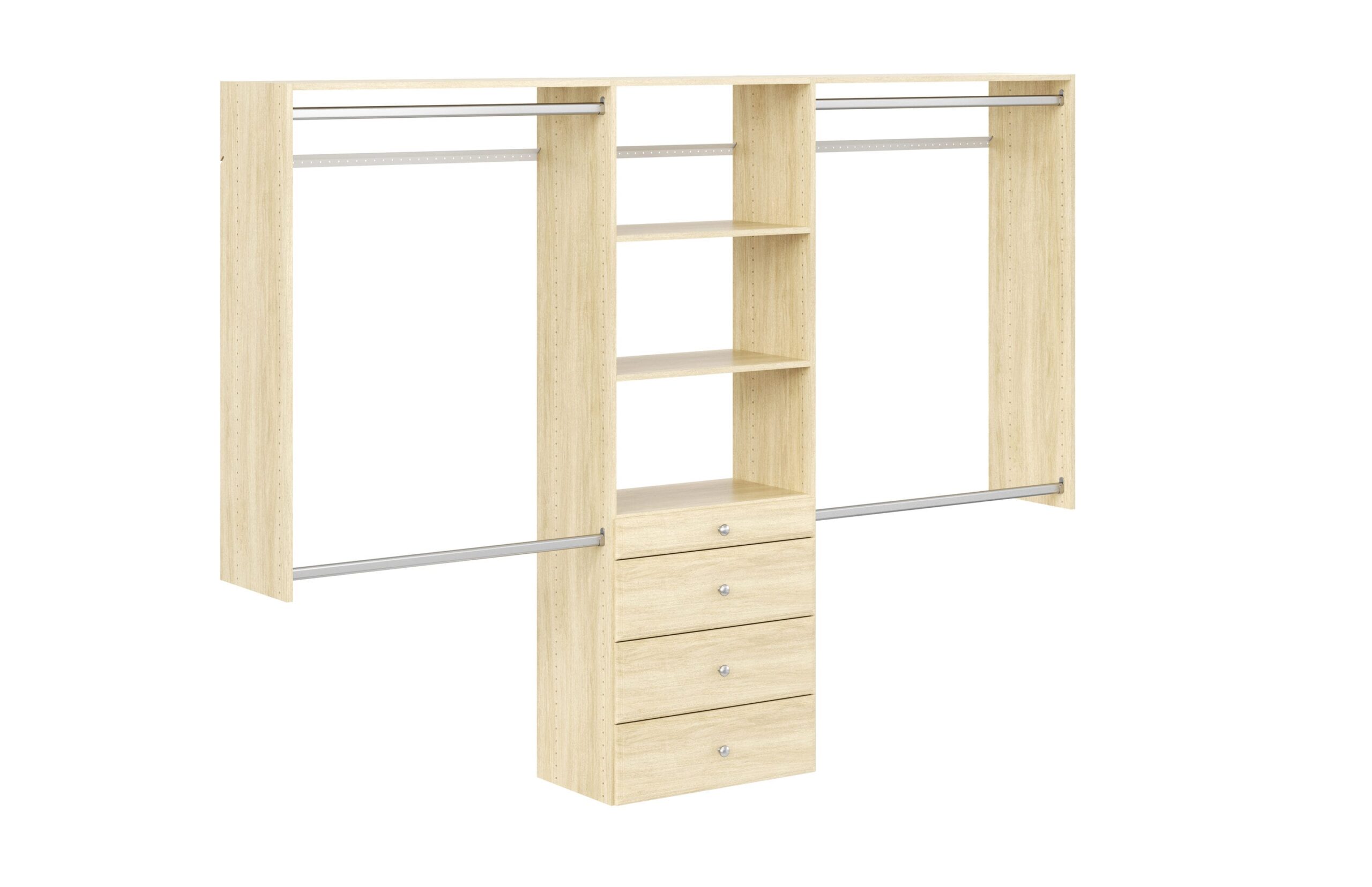 Easy Track Reach-in Tower system Honey Blonde Solid Shelving Wood Closet System