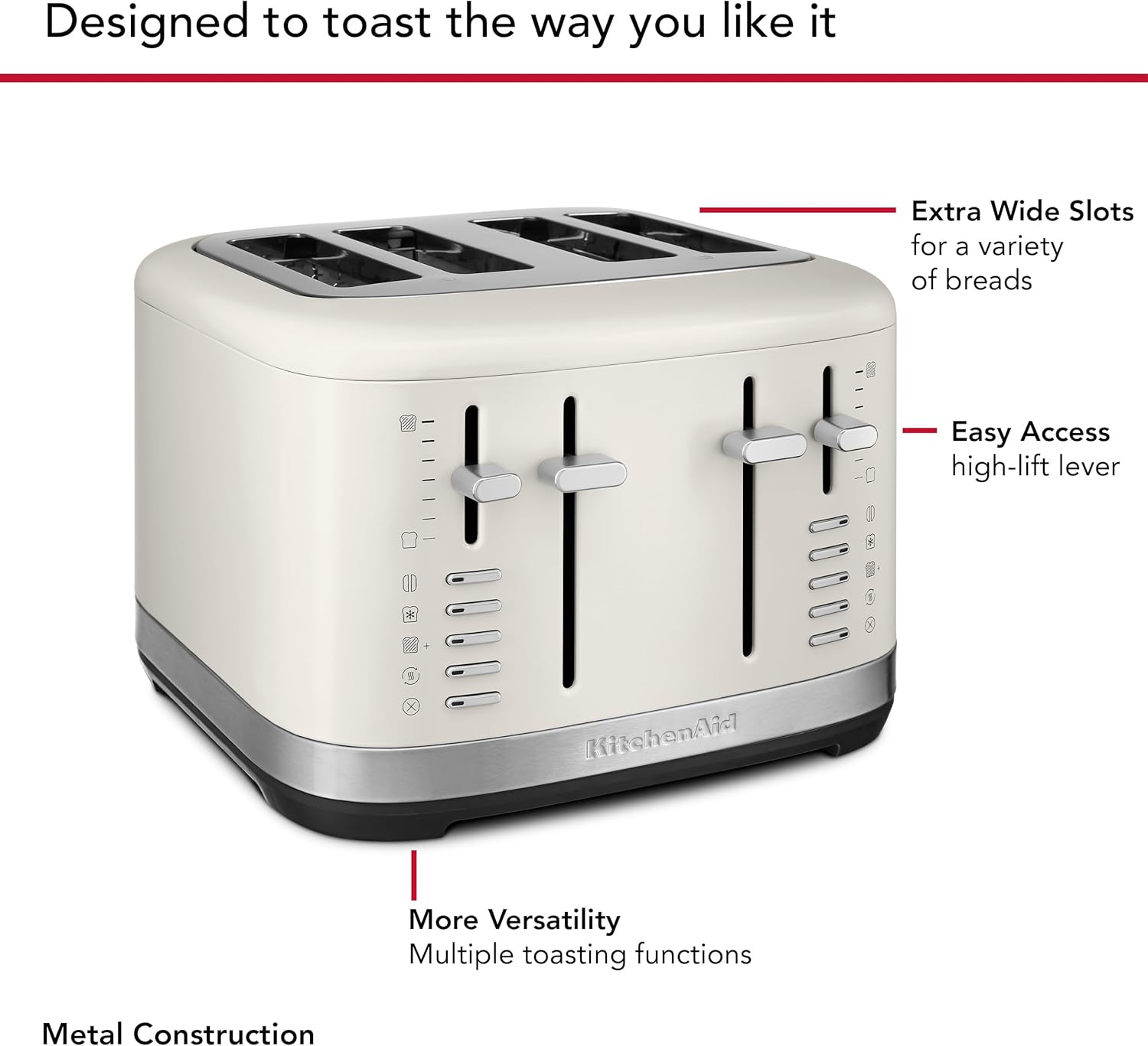 KitchenAid 4 Slice Toaster, KMT4109PL, Porcelain White