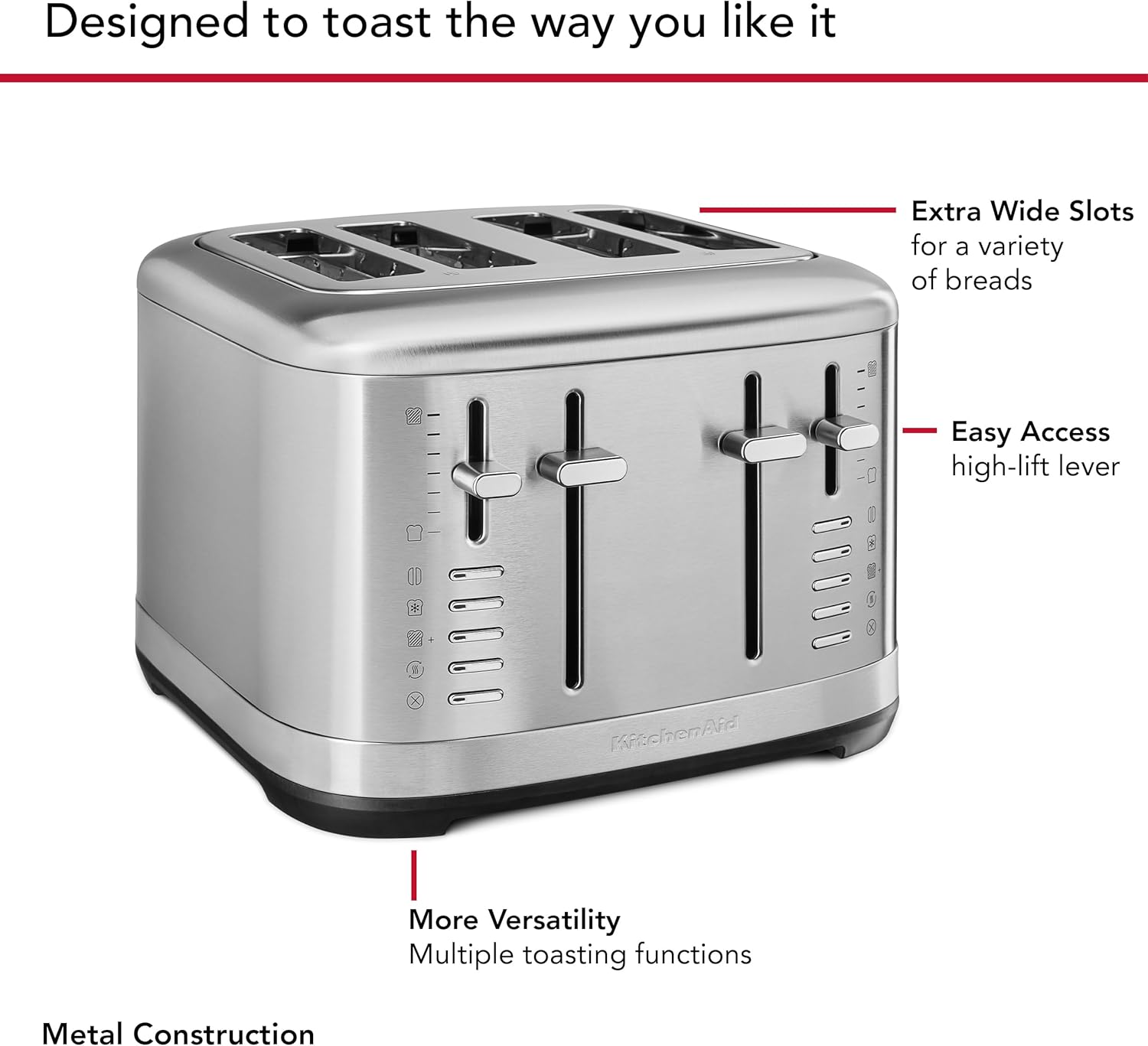 KitchenAid 4 Slice Toaster, KMT4109SX, Brushed Stainless Steel