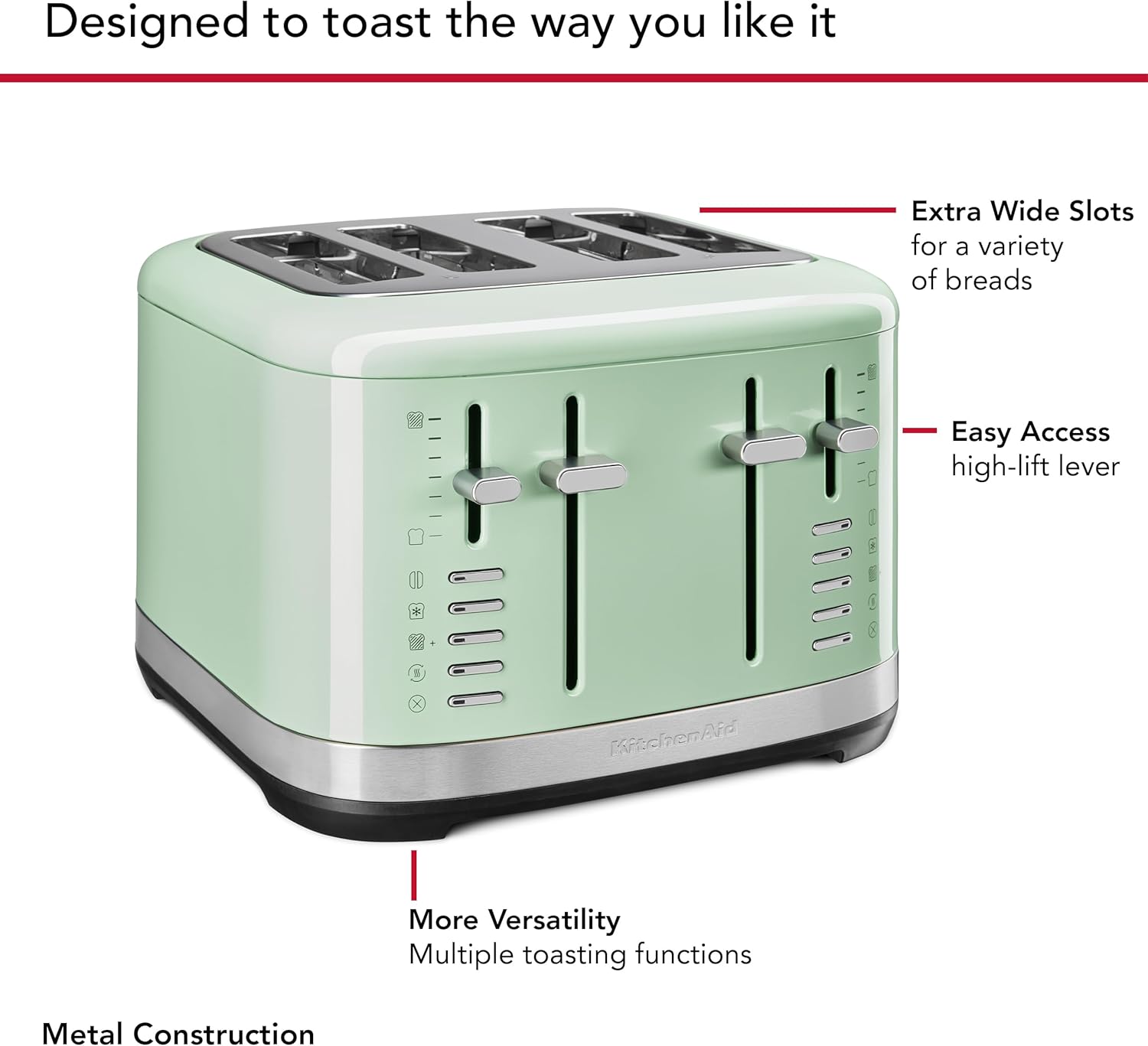 KitchenAid 4 Slice Toaster, KMT4109PT, Pistachio