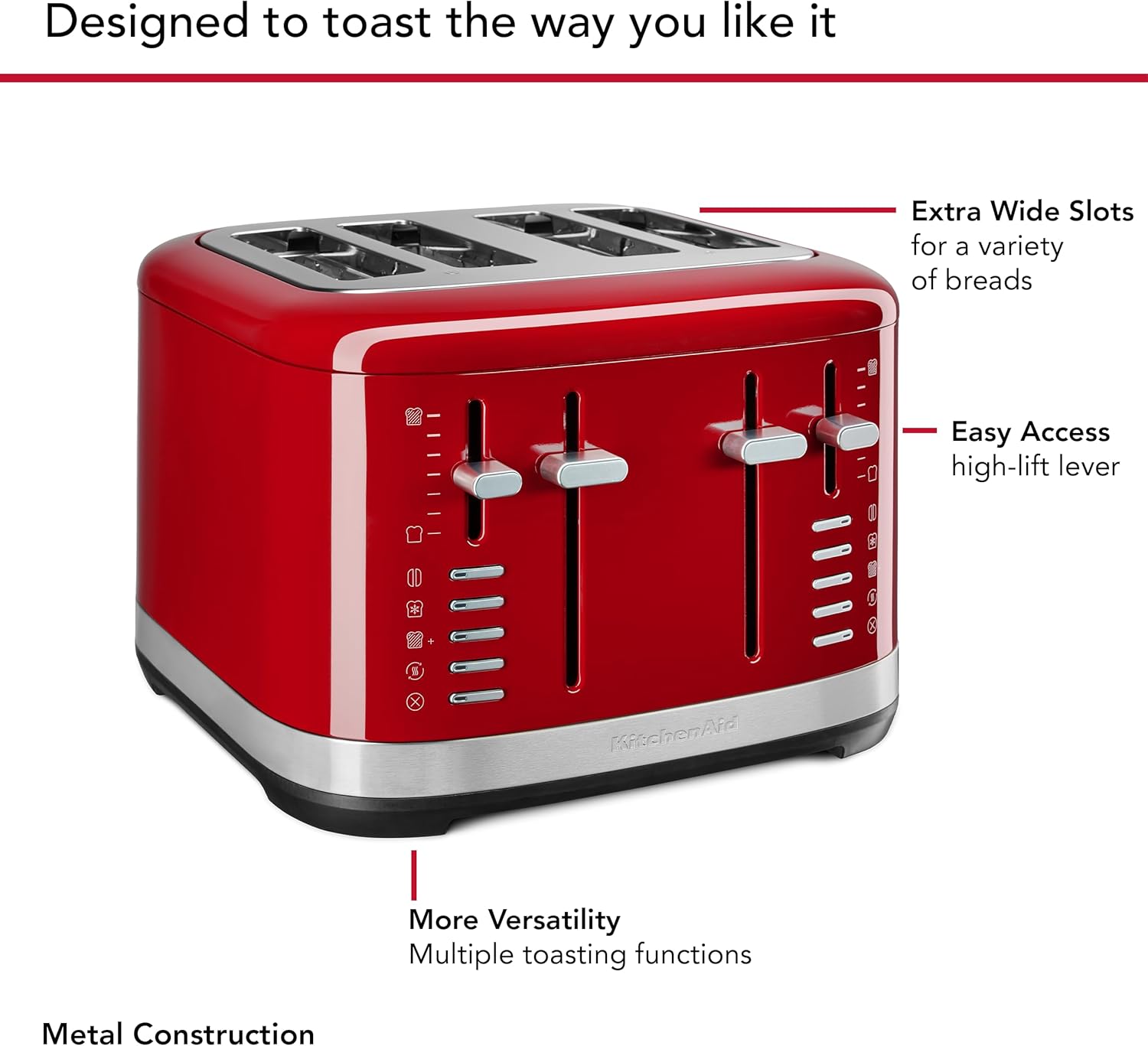 KitchenAid 4 Slice Toaster KMT4109ER, Empire Red