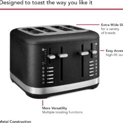 KitchenAid 4 Slice Toaster, KMT4109BK, Cast Iron Black