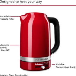 KitchenAid 1.7 Liter Electric Kettle, KEK1701, Empire Red