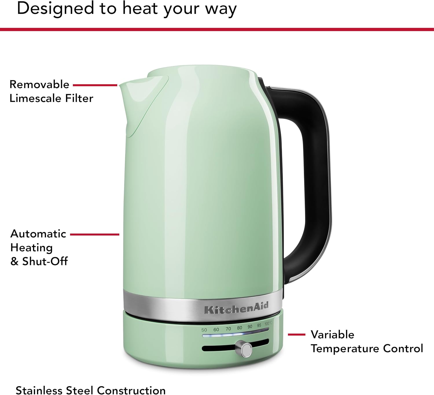 KitchenAid 1.7 Liter Electric Kettle, KEK1701, Pistachio