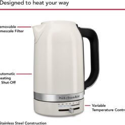 KitchenAid 1.7L Electric Kettle w/Temp Control KEK1701, Porcelain White