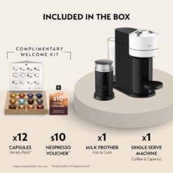 Nespresso Vertuo Next Coffee and Espresso Maker by De'Longhi with Aeroccino Milk Frother, White