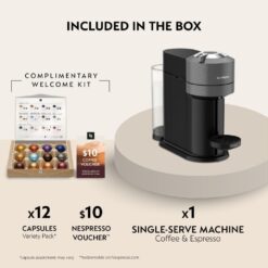 Nespresso Vertuo Next Coffee and Espresso Maker, Machine Only, 1260 watts, Dark Gray