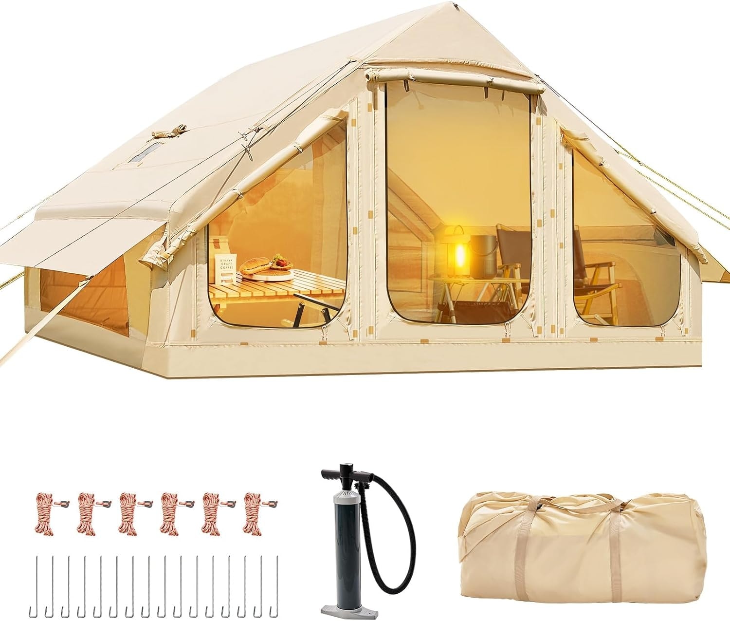 Esazn Inflatable Camping Tents Polyester 6 -Person Tent