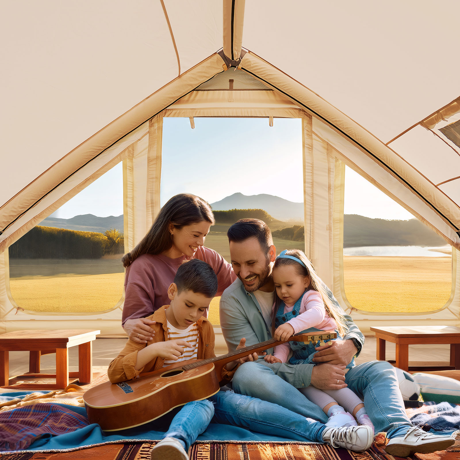 Esazn Inflatable Camping Tents Polyester 6 -Person Tent
