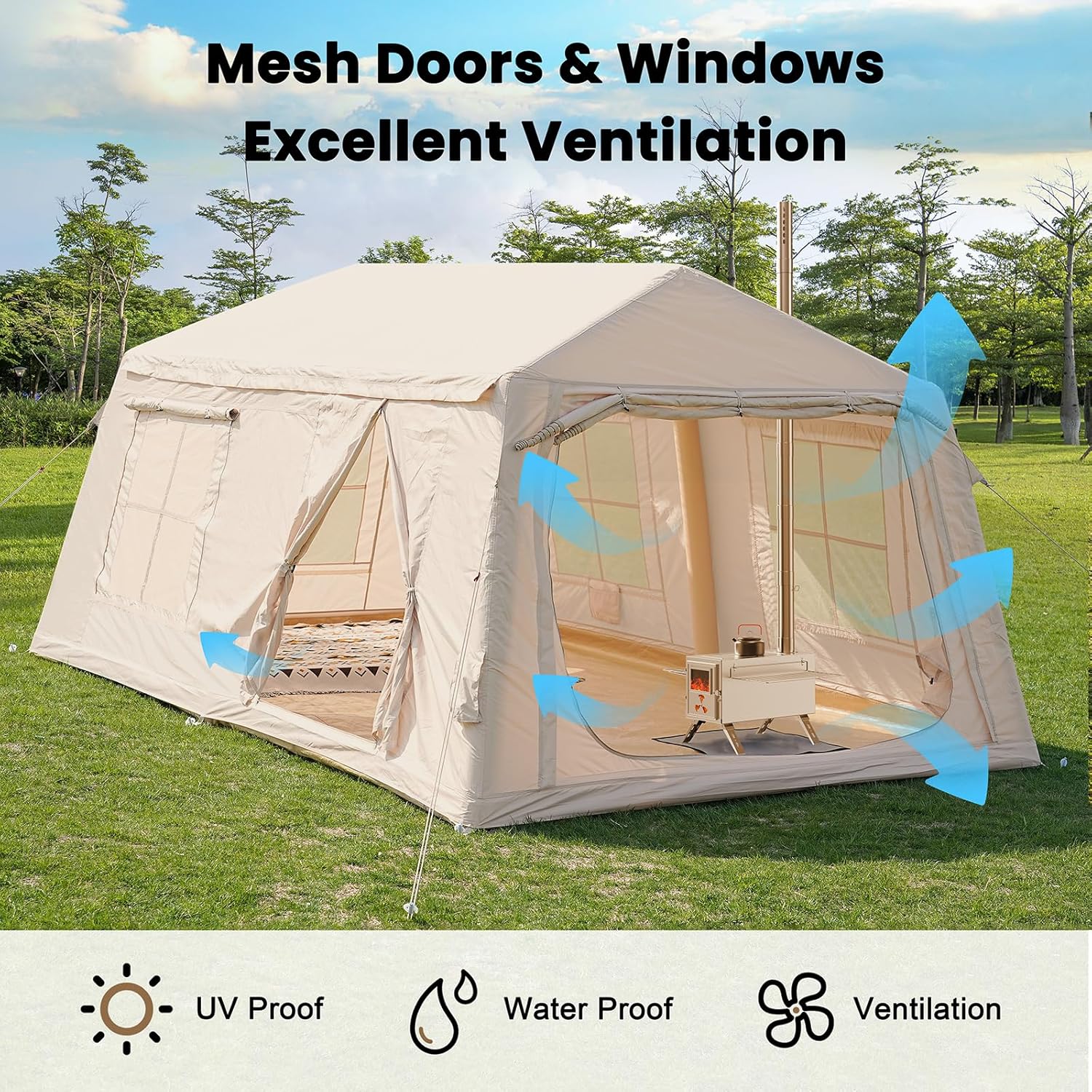 Esazn 8-10 People Inflatable Camping Tents Polyester 8 -Person Tent